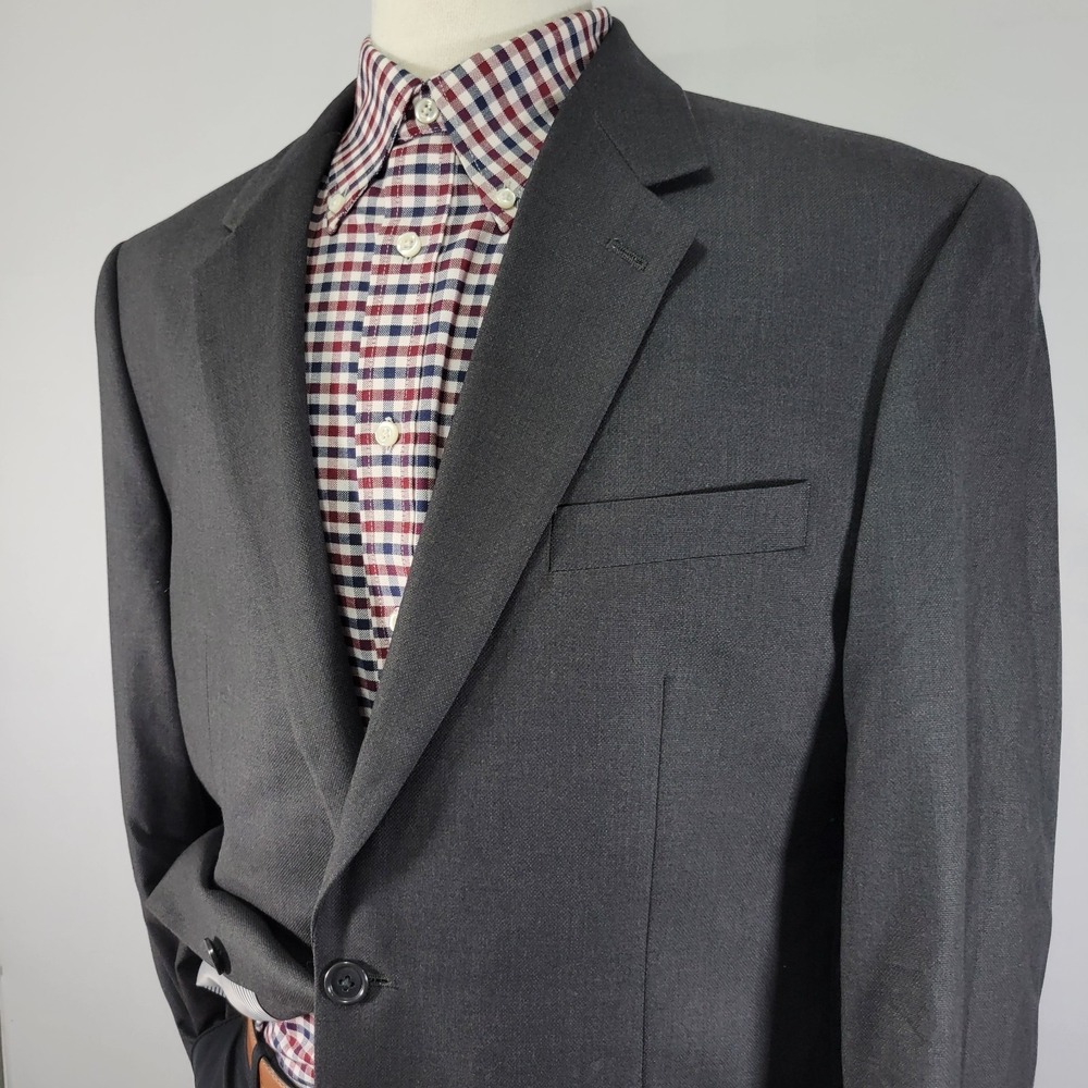 Croft Barrow Men's Sport Coat Blazer‎ Two Button Charcoal Gray Poly Blend 42R - Picture 7 of 13